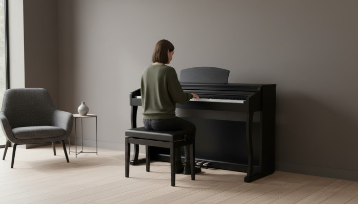 Mustat digitaaliset piano kotiin
