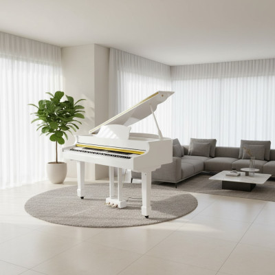 Kiiltävä valkoinen piano