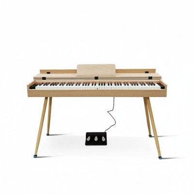 Kiiltävä digitaalinen piano vaaleanruskeana kotiin