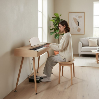 Kotikäyttöön tarkoitettu digitaalipiano 135 cm vaaleanruskea