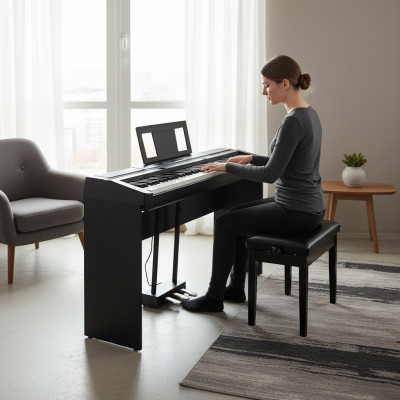 Kiiltävä musta digitaalipiano