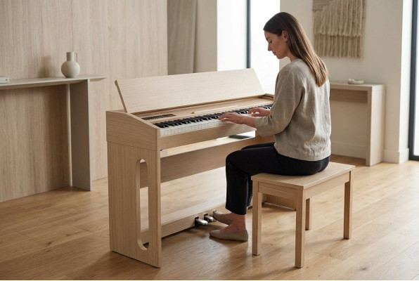 Kotikäyttöön tarkoitettu digitaalipiano 130 cm vaaleanruskea