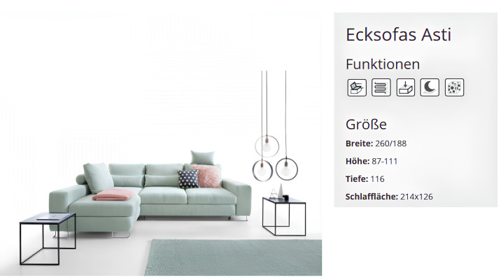 Schlafsofa Ecksofa Sofa Polster Wohnzimmer Textl Sitz Garnitur Funktions