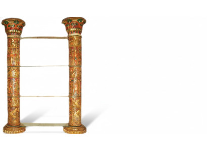 Regal Lasvitriini Egyptiläinen Hyllyt Vitriinit XXL Pylväät 240cm Pylväs Egypti Uusi