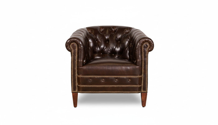Suunnittelija nojatuoli 1 istuva ruskea nahka tekstiili Luxury Club Lounge -sohva Chesterfield