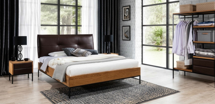 3 kpl. Täysin varusteltu makuuhuoneen huonekalusarja loft-tyylinen sänky, lipasto ja kaappi uutena