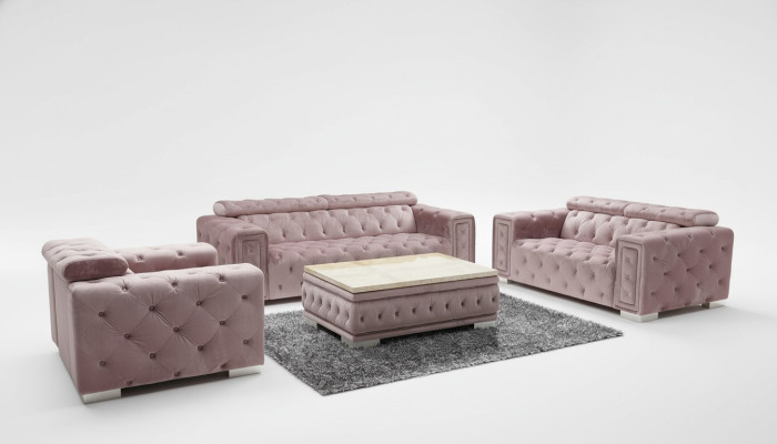 Chesterfield-sohvastiivue 3+3 9914 Samt-verhoilu