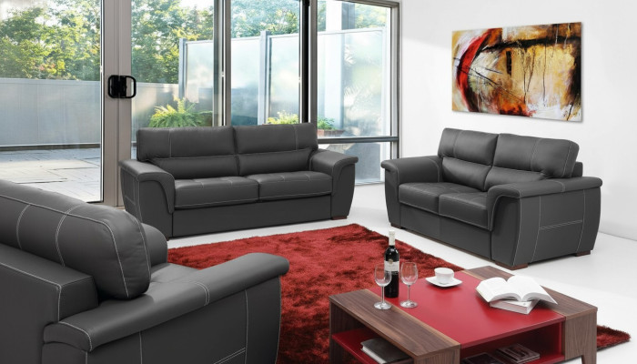 Nahkainen designsohvaryhmä 3+2+2 istuinsohva, uudet nahkasohvat
