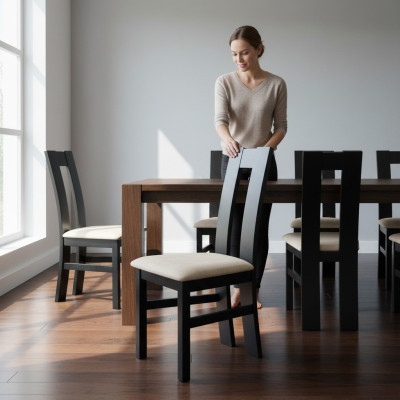 Design tuolisarja 2x nojatuoli puu tekstiili pehmuste tuolit gastro kangas ruokailuhuone