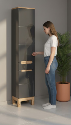 Kylpyhuoneen korkea kaappi Hylly Kylpyhuonekaappi Kylpyhuonekalusteet Hyllyt Kylpyhuone