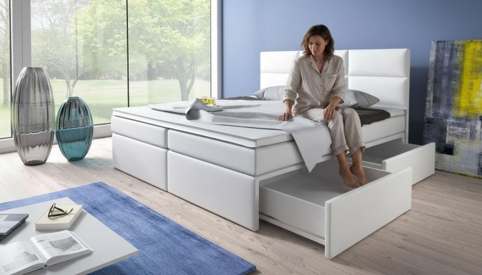 Boxspring-sänky sänkyvaate keinonahka design hotelli kaksinkertainen luksus design uusi