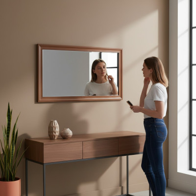 Klassinen seinäpeili puukehys peili huonekalut uusi 142 x 77 cm lasi design uusi