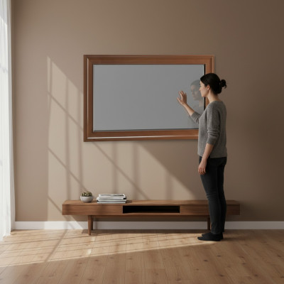 Klassinen seinäpeili puukehys peili huonekalu uusi 103x61cm lasi