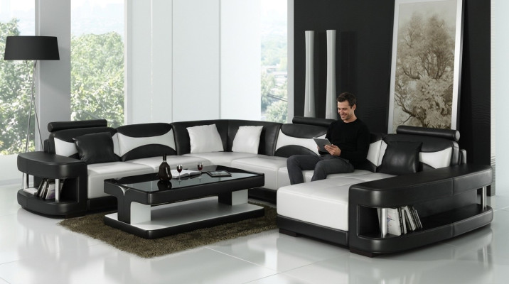 Luxus Ecksofa Sofa Polster Couch Wohnlandschaft U Form - Ledersofas