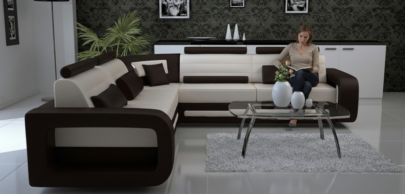 Kulmasohva Päällystetty sofa Nahka Kulmasohva Olohuonekalusto L-muotoinen Päällystetty kalustosarja