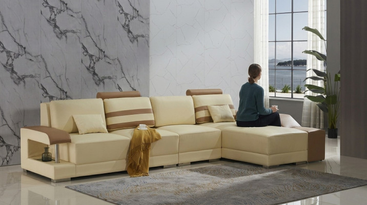 L-muotoinen johtajansohva olohuonekalusto kulmasohva kokonaisuus moderni muotoilu sohva beige