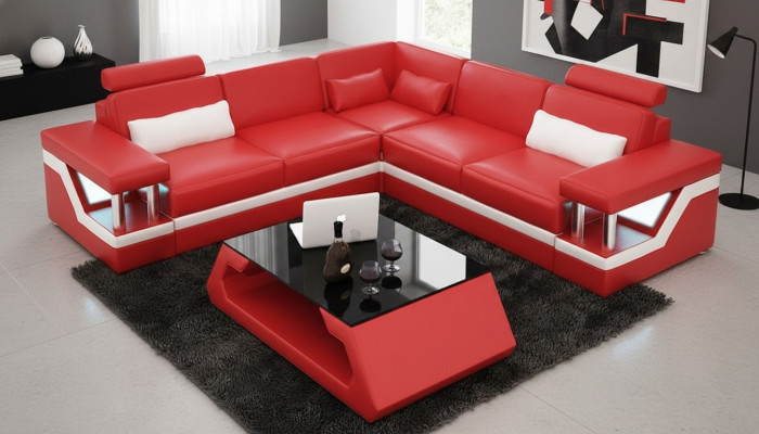 Couch Ecksofa Nahka Olohuonekalusto Design Moderni Soiva L-muoto