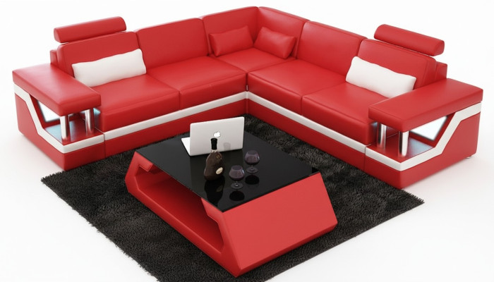 Couch Ecksofa Nahka Olohuonekalusto Design Moderni Soiva L-muoto