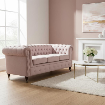 Klassinen Chesterfield 3-istuttava sova tekstiilikankainen sofi hienostunut design uusi