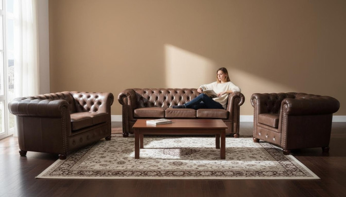 Chesterfield 3-istuttava sofa nahkasohva sohva istumasohva kolmen hengen sohva