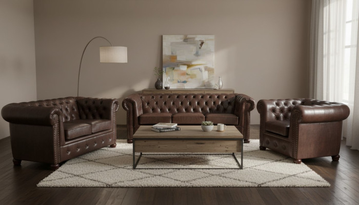 Chesterfield 3-istuttava sofa nahkasohva sohva istumasohva kolmen hengen sohva