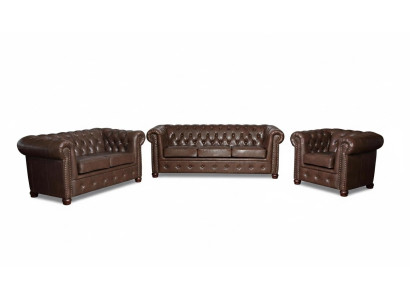 Chesterfield 3-istuttava sofa nahkasohva sohva istumasohva kolmen hengen sohva