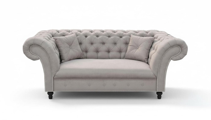 Uusi 2-paikkainen Chesterfield-verhoiltu kangassofa istuinsohvasto