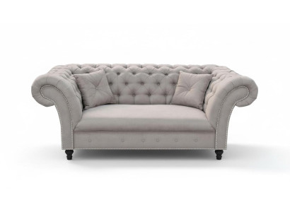 Uusi 2-paikkainen Chesterfield-verhoiltu kangassofa istuinsohvasto