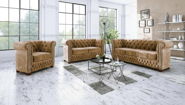 Klassinen jaloa Chesterfield-kalustusta kaksipaikkainen sohvatyynytekstiilisohva design ruskea