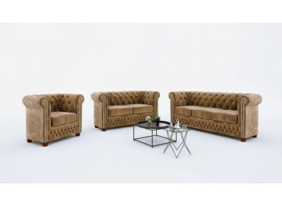 Klassinen jaloa Chesterfield-kalustusta kaksipaikkainen sohvatyynytekstiilisohva design ruskea