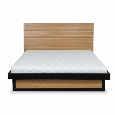 Loft-sänky 140x200 cm Massiivipuinen makuuhuonekalut Aito puinen sänky Tammi Metalli