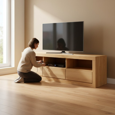 TV-taso Pöytä TV-kaappi Olohuone Käsintehty Kokopuukaappi Puu