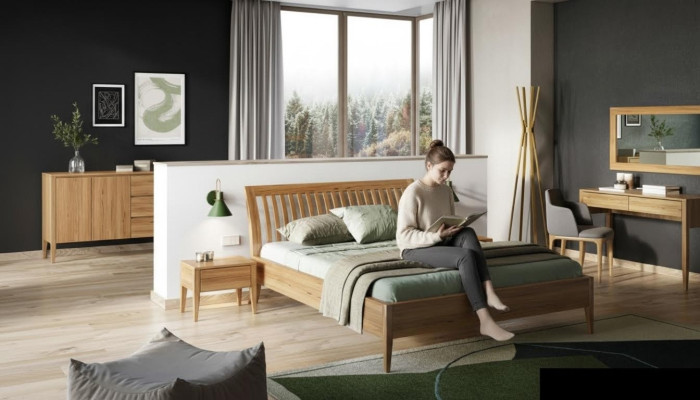 Bett makuuhuoneen parisänky 3-osainen sarja 2x yöpöytä kokopuu Aito puu