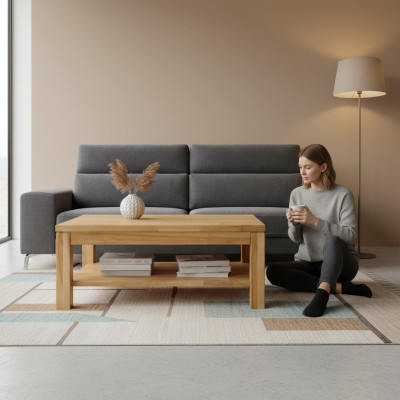Vollholz Natur sohvapöytä massiiviset puumöbelit hienostunut design olohuonepöytä pöydät