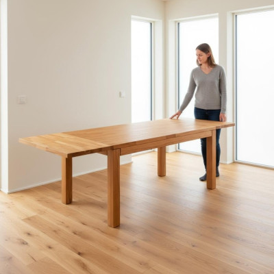 Pöytä Aito Tammi Kiiltävä pöytälevy Kokopuinen ruokailupöytä 140x90cm Pöydät Aitopuu