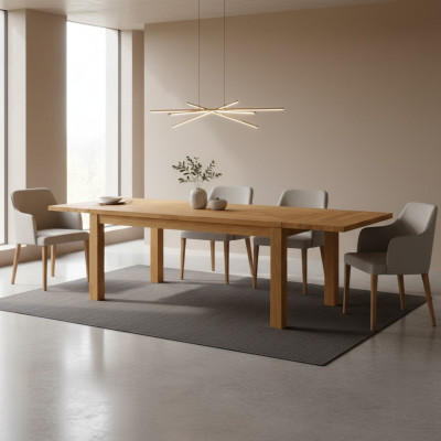 Pöytä Aito Tammi Kiiltävä pöytälevy Kokopuinen ruokailupöytä 140x90cm Pöydät Aitopuu