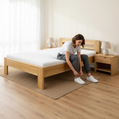 Puusänky makuuhuone Aito puusänky Sängyt Hotelli 200x200 Tyyli Massiivikalusteet