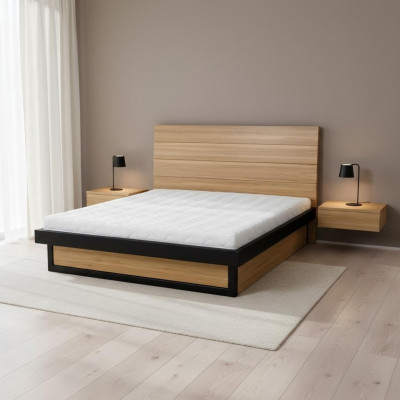 Moderni sänky Aito puu 160x200 cm Design-vuoteet Sänkyrunko Tammi tyylikäs Uusi