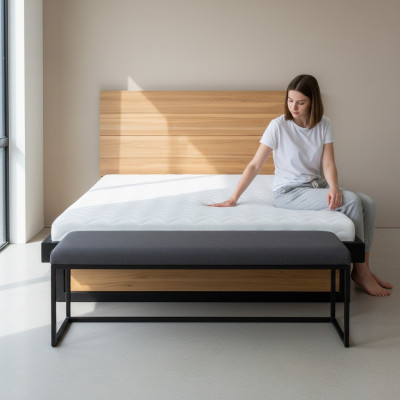 Moderni sänky Aito puu 140x200 cm Design-sängyt Sänkyrunko Tammi tyylikäs Uusi