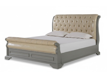Chesterfield Design harmaa sänky 180x200 parisänky vuode peitetty nahka huonekalut