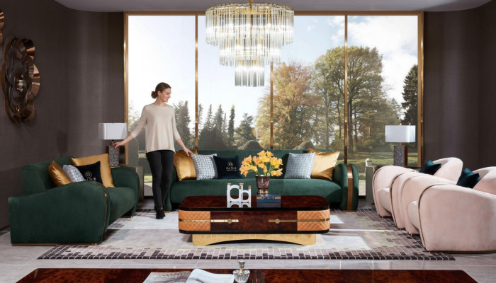 Luxus-sohvaryhmä 4-osainen sarja sohva nahkasohva pehmuste Chesterfield-sohva sohvat