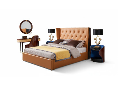 Bett makuuhuonekalut 6-osainen nahka täydellinen sarja design luxus sängyt