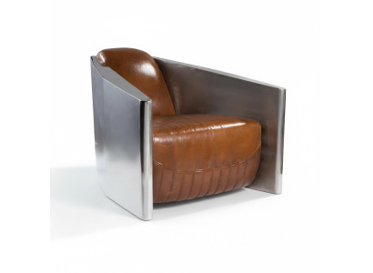 Vintage Nahkasohva Ruskea Aito Nahka Retro Tuoli Design Klubi Tuoli