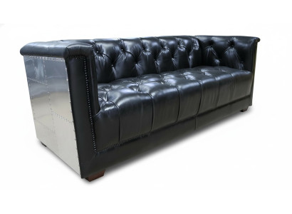 Chesterfield-sohva 3-paikkainen Vintage Lentokone -sohva Etdä nahka Alumiini sohvat