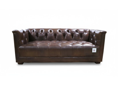 3-istuttava Chesterfield-sohva Vintage ruskea Shabby nahkasohva
