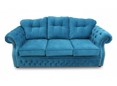Sininen Chesterfield-kangasverhoiltu kolmen hengen sohva olohuoneen sohva design