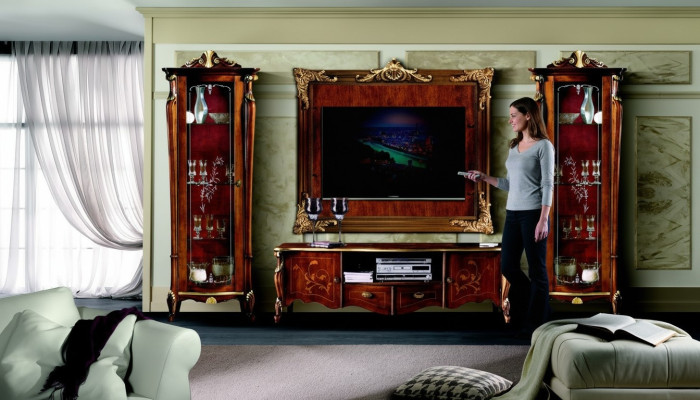 Set Garnituuri 4 kpl Italian huonekalut 2x Näytekaappi Sideboard TV-taso Kaappi