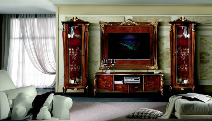 Set Garnituuri 4 kpl Italian huonekalut 2x Näytekaappi Sideboard TV-taso Kaappi