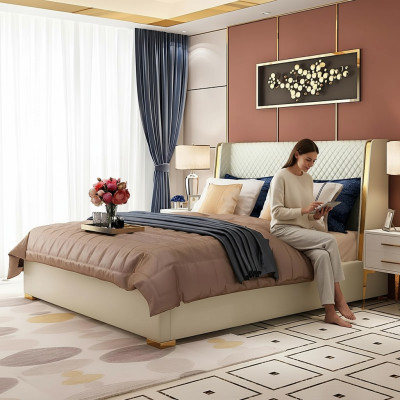 Suunnittelijan päänsija Sänky Vuode Kangas Puu Luksus Hääsänky 180x200cm Parisänky