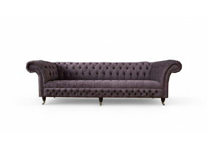 XXL Iso Chesterfield-sohva 265 cm Pehmusteholvi 4-istuttava nahka